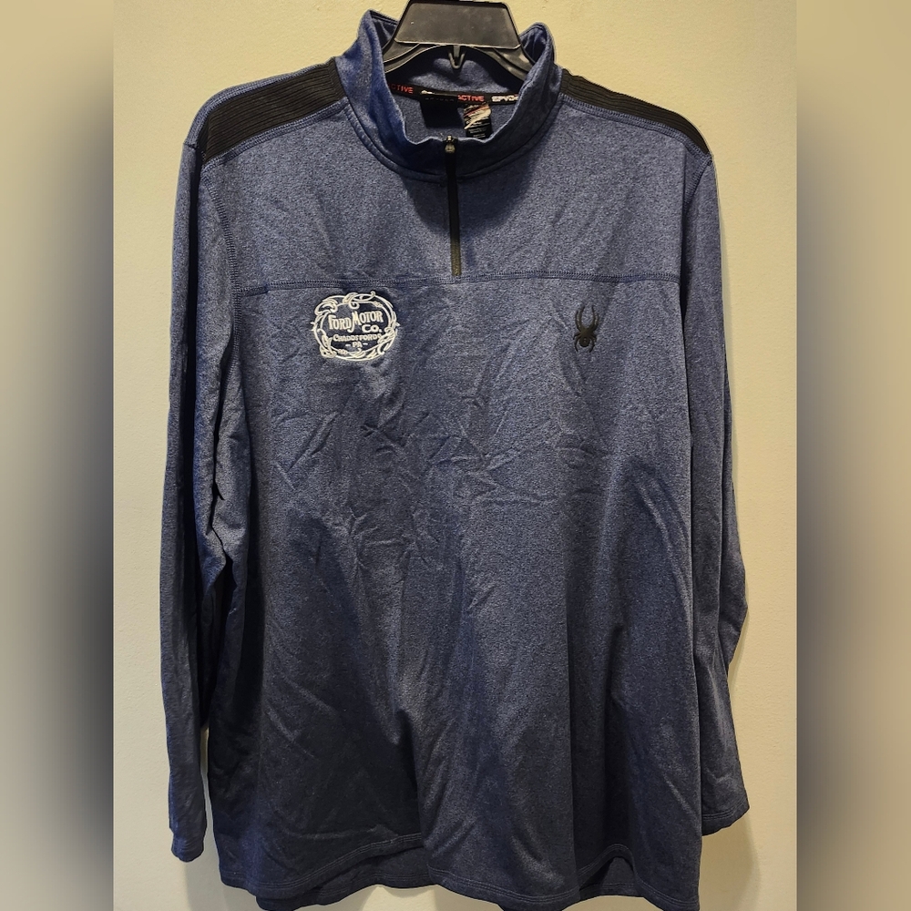 Spyder 1/4 Zip Pullover Mens 3XL Blue Long Sleeve Embroidered Ford Motor Logo